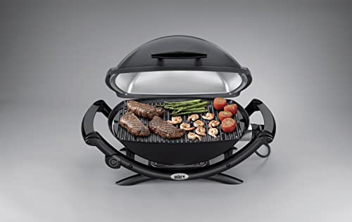 Weber Q2400 Elektrogrill – 54x39 cm Grillfläche, Gussrost emailliert, mit Seitentischen, Dark Grey