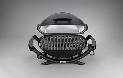 Weber Q2400 Elektrogrill – 54x39 cm Grillfläche, Gussrost emailliert, mit Seitentischen, Dark Grey