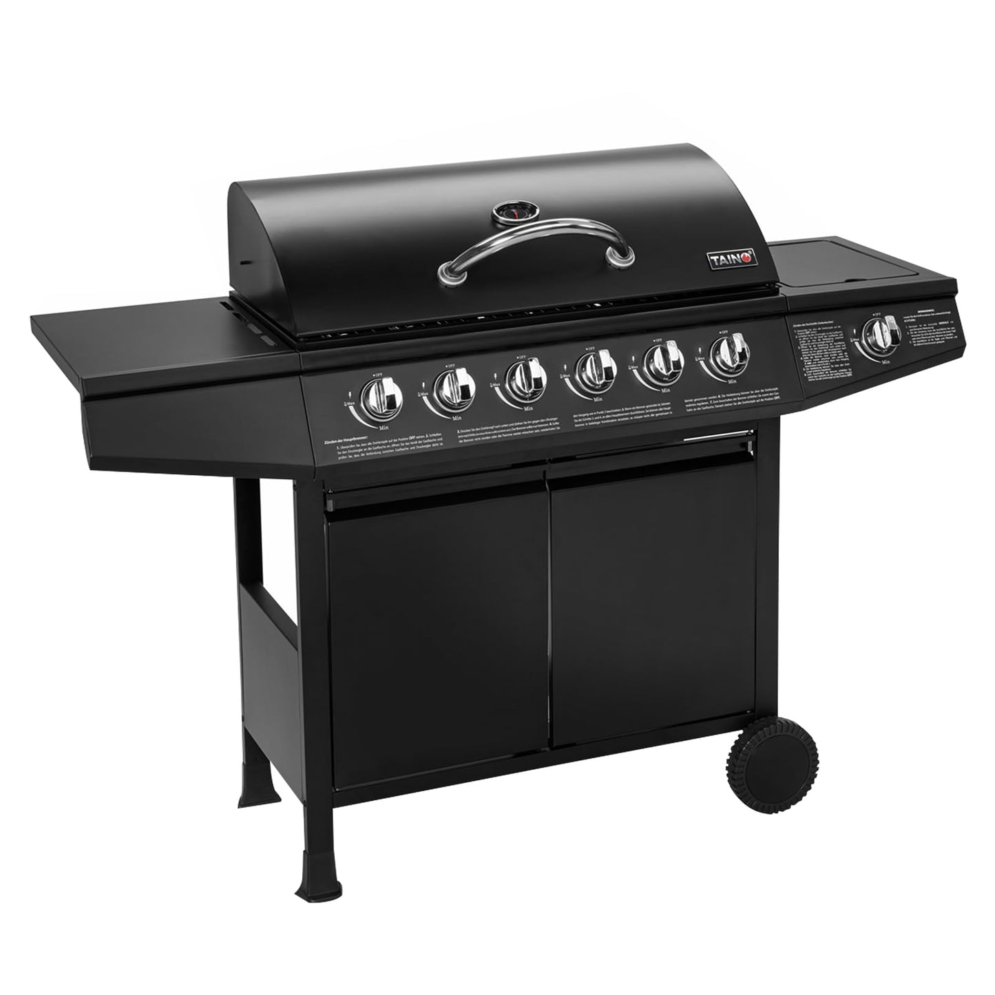 TAINO BASIC 6+1 Gasgrill – Großer BBQ Grillwagen mit Edelstahl-Brennern & Thermometer