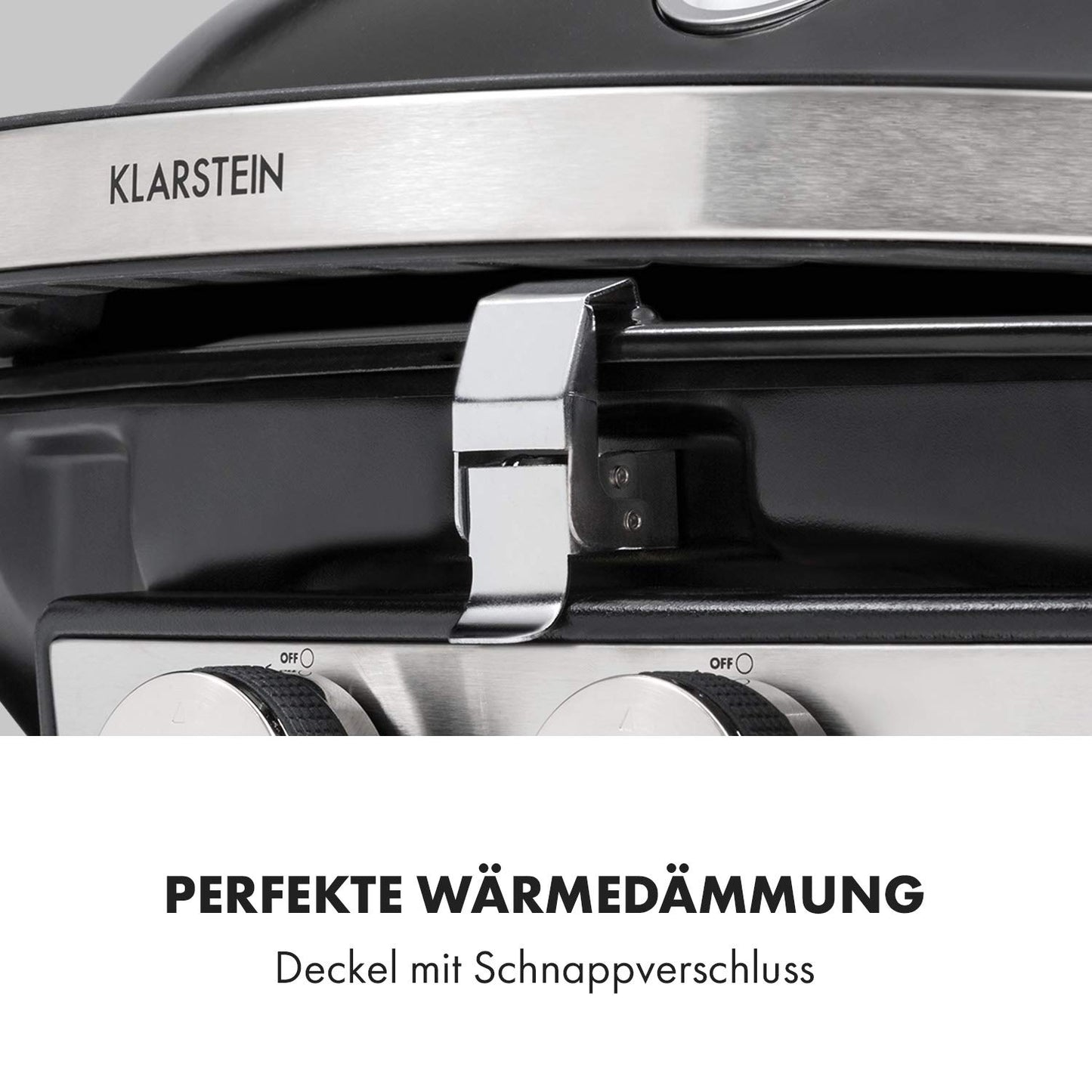 Klarstein Parforce Duo Gasgrill – 2 Edelstahl-Brenner, 4,4 kW, 300°C, 50x39 cm Grillfläche, Schwarz