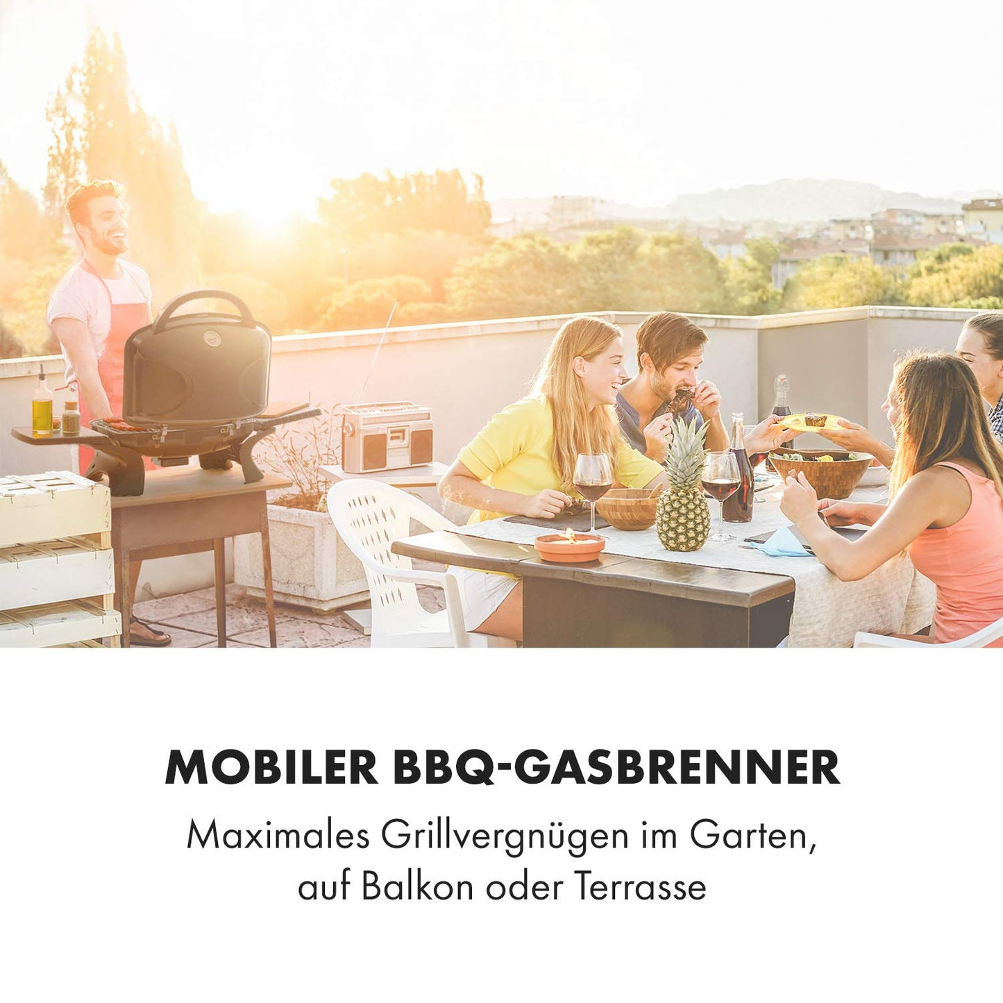 Klarstein Parforce Duo Gasgrill – 2 Edelstahl-Brenner, 4,4 kW, 300°C, 50x39 cm Grillfläche, Schwarz
