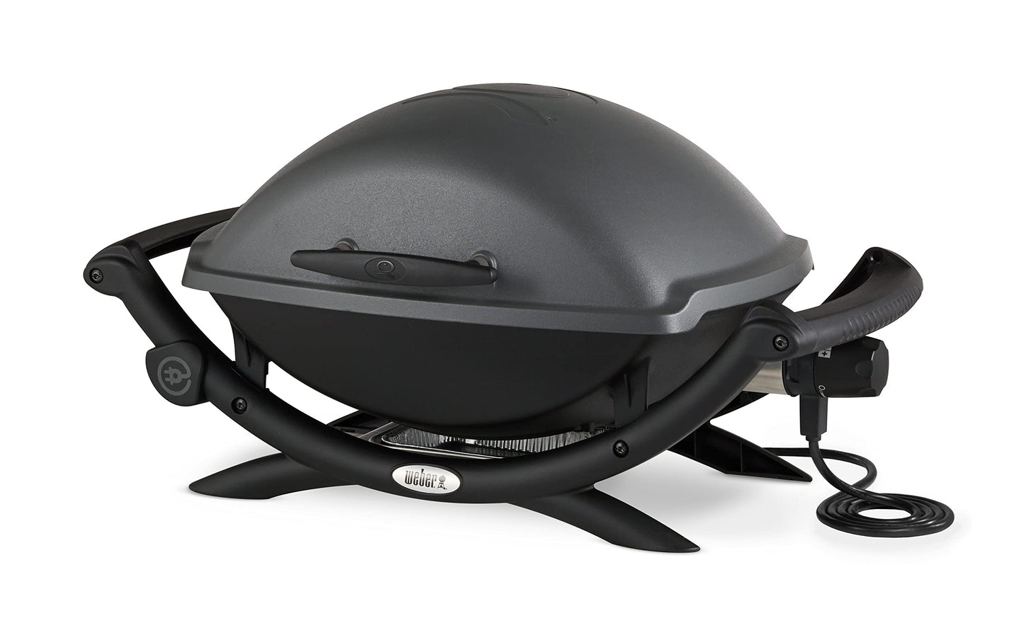 Weber Q2400 Elektrogrill – 54x39 cm Grillfläche, Gussrost emailliert, mit Seitentischen, Dark Grey
