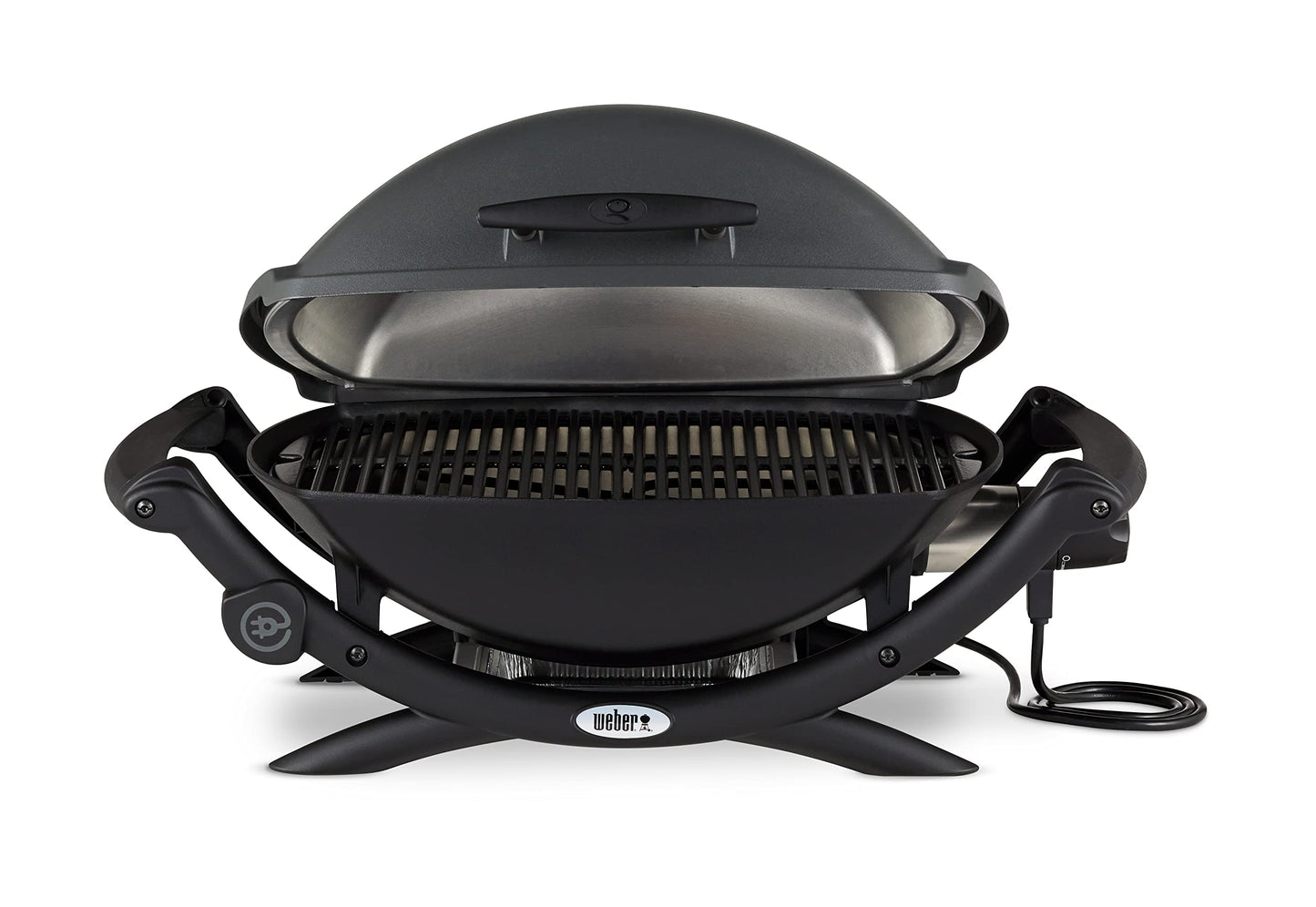 Weber Q2400 Elektrogrill – 54x39 cm Grillfläche, Gussrost emailliert, mit Seitentischen, Dark Grey