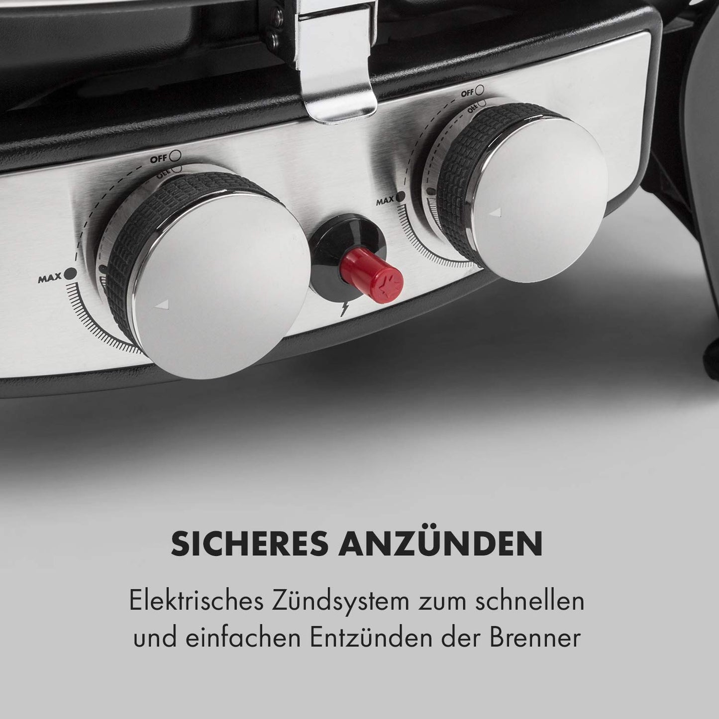 Klarstein Parforce Duo Gasgrill – 2 Edelstahl-Brenner, 4,4 kW, 300°C, 50x39 cm Grillfläche, Schwarz