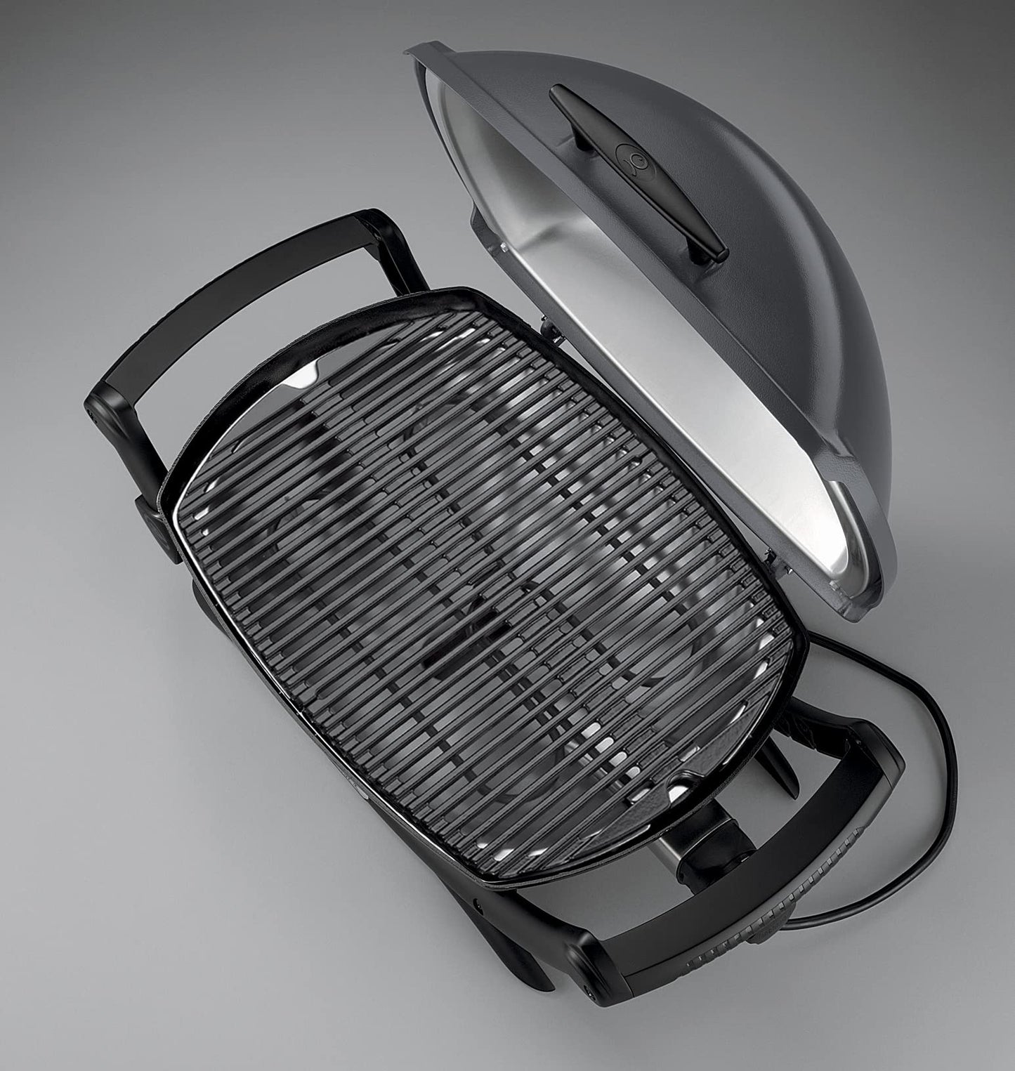 Weber Q2400 Elektrogrill – 54x39 cm Grillfläche, Gussrost emailliert, mit Seitentischen, Dark Grey