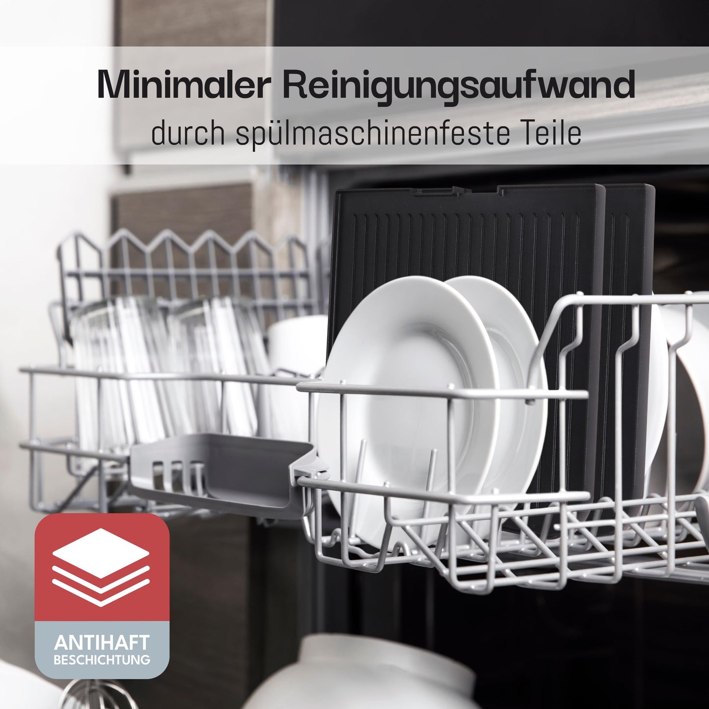 LEBENLANG Elektrogrill 2400W – Tischgrill mit Spritzschutz & Grillzange, Indoor & Balkon-Grill