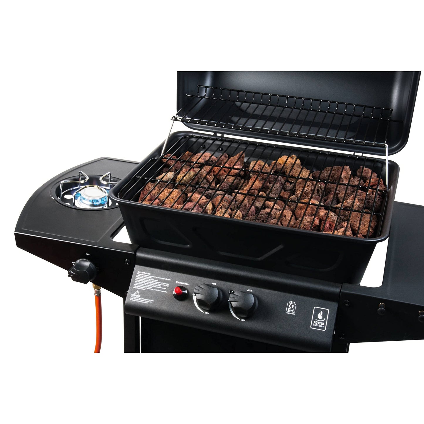 ACTIVA Halifax Gasgrill – Premium Lavastein BBQ mit Abdeckhaube, 5,5 kW stufenlos regelbarer Brenner