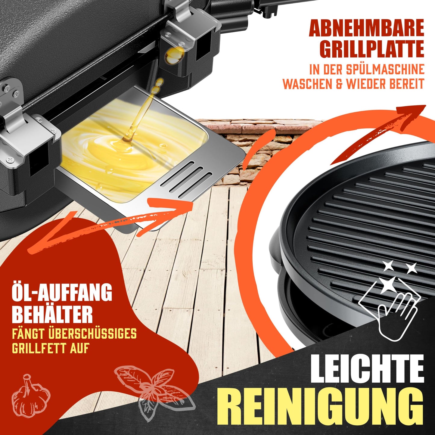 KESSER® Elektrogrill 2400W – 2in1 Tisch- & Standgrill, klappbar, mit Thermostat, Abstelltischen & Rädern