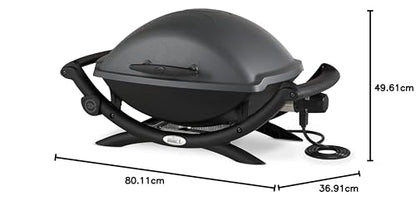 Weber Q2400 Elektrogrill – 54x39 cm Grillfläche, Gussrost emailliert, mit Seitentischen, Dark Grey
