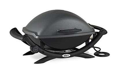 Weber Q2400 Elektrogrill – 54x39 cm Grillfläche, Gussrost emailliert, mit Seitentischen, Dark Grey