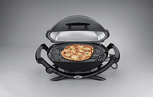 Weber Q2400 Elektrogrill – 54x39 cm Grillfläche, Gussrost emailliert, mit Seitentischen, Dark Grey