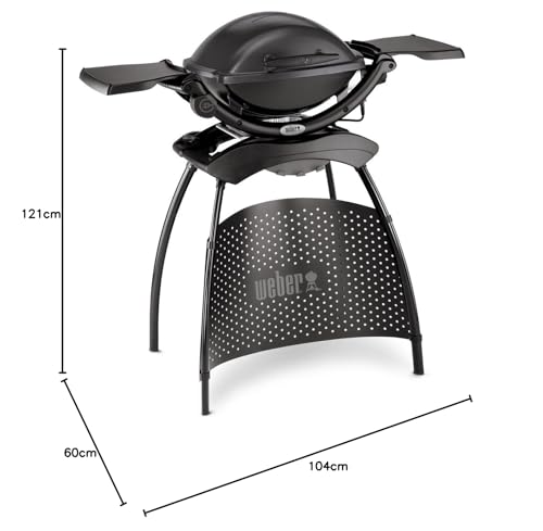 Weber Q1400 Elektrogrill – Kompakter Balkon- & Standgrill, 43x32 cm, Guss-Grillrost emailliert, Dark Grey