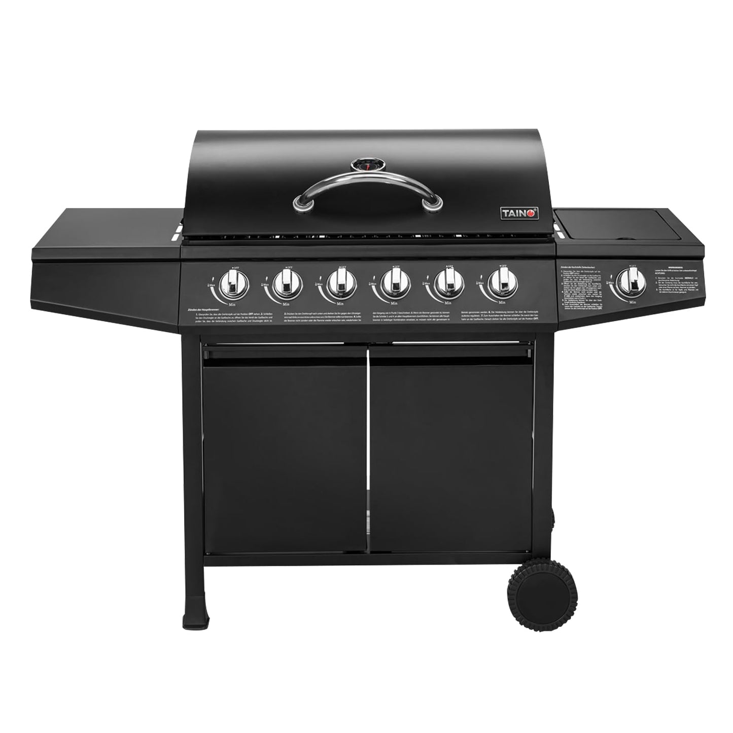 TAINO BASIC 6+1 Gasgrill – Großer BBQ Grillwagen mit Edelstahl-Brennern & Thermometer