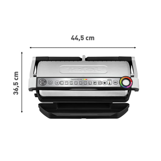Tefal OptiGrill+ XL – Elektro-Kontaktgrill GC722D16, 9 Programme, abnehmbare XL-Platten, Edelstahl