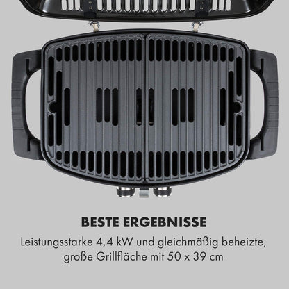 Klarstein Parforce Duo Gasgrill – 2 Edelstahl-Brenner, 4,4 kW, 300°C, 50x39 cm Grillfläche, Schwarz
