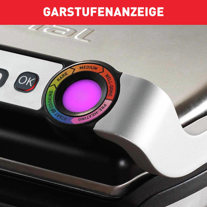 Tefal OptiGrill+ XL – Elektro-Kontaktgrill GC722D16, 9 Programme, abnehmbare XL-Platten, Edelstahl