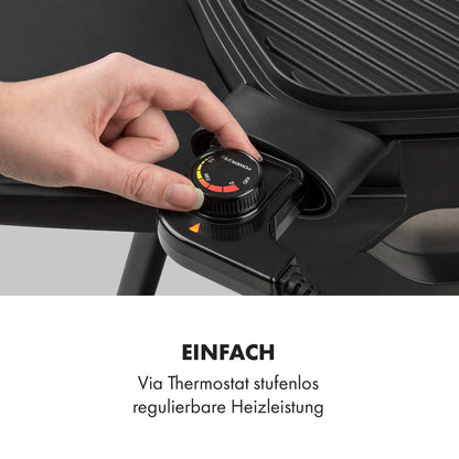 Klarstein Gatsby – Elektrogrill 2000W, EasyGrill Concept, Standgrill & Tischgrill, Antihaft, Seitentische, Schwarz