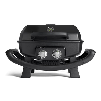 BURNHARD WAYNE Gasgrill – Tragbarer 2-Brenner Tischgrill, 4,4 kW, mit Gusseisenrost & Brennkammer aus Aludruckguss