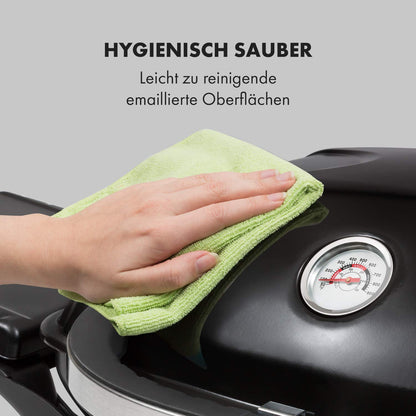 Klarstein Parforce Duo Gasgrill – 2 Edelstahl-Brenner, 4,4 kW, 300°C, 50x39 cm Grillfläche, Schwarz