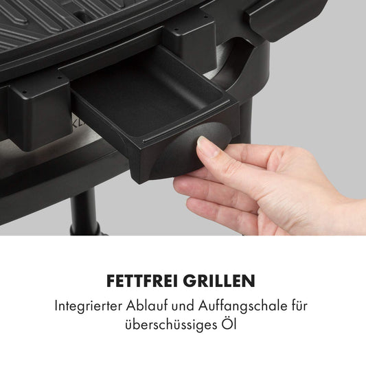 Klarstein Gatsby – Elektrogrill 2000W, EasyGrill Concept, Standgrill & Tischgrill, Antihaft, Seitentische, Schwarz