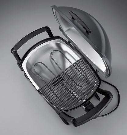Weber Q2400 Elektrogrill – 54x39 cm Grillfläche, Gussrost emailliert, mit Seitentischen, Dark Grey