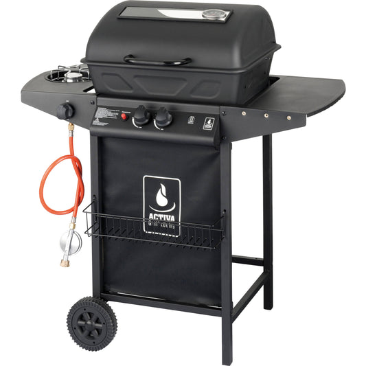 ACTIVA Halifax Gasgrill – Premium Lavastein BBQ mit Abdeckhaube, 5,5 kW stufenlos regelbarer Brenner