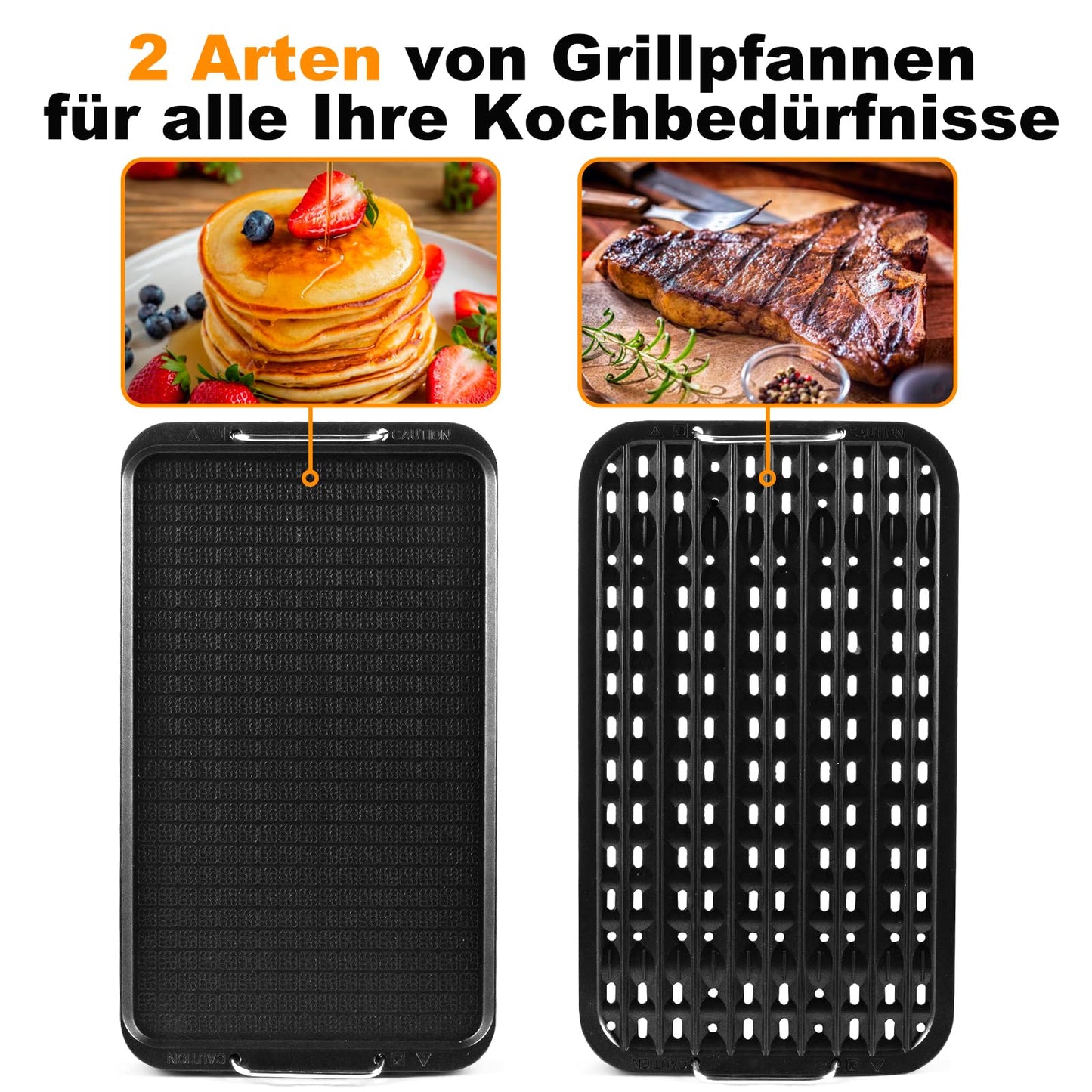 CUSIMAX Tischgrill 1500W – Elektrogrill mit Deckel, Antihaft Grill- & Griddleplatte, Thermostat, Indoor rauchfrei