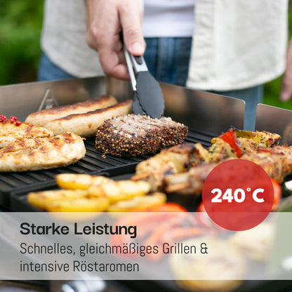 LEBENLANG Elektrogrill 2400W – Tischgrill mit Spritzschutz & Grillzange, Indoor & Balkon-Grill